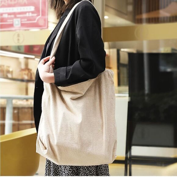 Cream Corduroy Shoulder Bag  - Picture 4 of 5